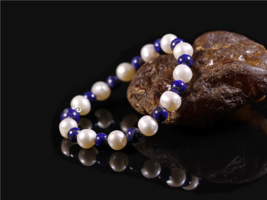 天然珍珠青金石手链